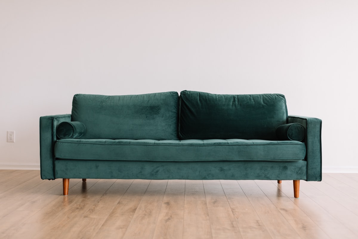 Minimalist Sadu weaving integrated into a modern sofa